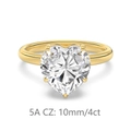 Elegant 18K gold plated S925 silver ring featuring a 4ct heart-shaped 5A cubic zirconia - Size 5 / Gold (4CT)