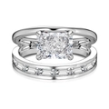Luxury S925 sterling silver ring set with square ice flower cut diamond in white gold finish - US 7 / Silver