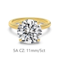 5ct round-cut cubic zirconia solitaire engagement ring in polished gold plating - Size 5 / 5 Carat Style (DY121330-S-K-WH) / Gold