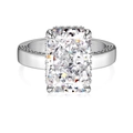 Elegante anello in argento S925 con grande zircone taglio smeraldo e motivo a fiori di ghiaccio - US 5 / Oro Bianco Con Zirconia Bianca