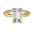 Elegant S925 sterling silver ring featuring an emerald-cut zircon in 4-prong setting - US 8 / Gold