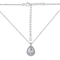 S925 sterling silver necklace with teardrop pear-cut cubic zirconia pendant - Platinum Waterdrop Necklace (DY190594) / 925 Silver