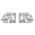 Boucles d'oreilles en argent S925 avec cristaux tailles émeraude et poire - Boucles d'Oreilles Zirconia Clair Plaqué Or Blanc (DY1D0449-S-W-WH)