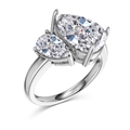 Anillo de plata S925 con dos circonitas 8A corte pera para joyería de boda elegante - Plata/Zirconia Blanca (Doble Pera)