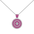 Elegant S925 sterling silver necklace with circular pink and white zircon stones - Platinum Rose Red Zirconia Necklace