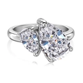 Anello Toi et Moi in argento S925 con doppi zirconi taglio a pera e finitura ghiaccio - US 5 / Argento