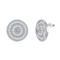 Luxurious S925 sterling silver round stud earrings with shimmering cubic zirconia stones - White Zirconia Silver Stud