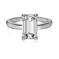 Elegant S925 sterling silver ring with emerald cut 6x10mm cubic zirconia in a four-prong setting - Silver