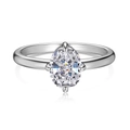 Elegant S925 sterling silver ring featuring an oval-cut 5A zircon with four-prong setting - Size 5 / Oval Zirconia Inlaid Style (DY121135) / White Gold