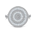 Luxurious S925 silver ring featuring a cluster of baguette and round-cut zircons - US 6 / Platinum White Zirconia Ring Size 6