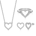 S925 sterling zilveren sieradenset met holle hart hangers en zirkonia pavee stenen - Maat 6 / Zilver