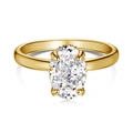 Anello in argento S925 dorato con zircone cubico ovale 6x9mm taglio a ghiaccio - US 5 / Oro Bianco