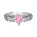 Elegante anello in argento S925 con zircone a cuore rosa e pietre laterali luminose - US 5 / Argento (DY121142-S-W-BF)