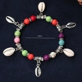 Bohemian multicolored beaded bracelet with shell pendants and a 5.5cm inner diameter - 5.5cm Inner Diameter / Multicolor (Shell Pendant)