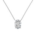 Elegant S925 sterling silver necklace featuring a large oval cut zircon pendant in white gold - Oval Ice Cut (6*9mm)