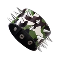Herren Armband in Camouflage-Optik aus Kunstleder mit zweireihigen Silbernieten - Tarnung Zweireihiges Schnallenarmband