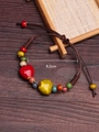 Bracelet artisanal en céramique avec perles en forme de cœur et cordon tressé réglable - Style Perlé de Cœur en Céramique Multicolore