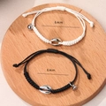 Bracelets de couple réglables tissés avec coquillage et aimant, style minimaliste - Ensemble Noir et Blanc