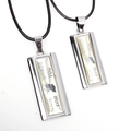 Set di collane per coppie con ciondoli quadrati, motivo a ombrello e cordoncini neri - Stile Ombrello di Coppia / Bianco