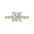 Bague luxueuse en argent S925 plaqué or avec zircon carré et sertissage pavé - Style Taille Carrée (DY120708)
