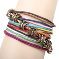 Bohemian multi-layer colorful wax rope bracelet with vintage butterfly charm - Butterfly Style (QNW2094)