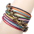 Bohemian multilayer colorful wax rope bracelet with vintage bronze beetle pendants - Ladybug Style (QNW2095)