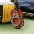 Brown leather necklace with handcuffs charm featuring female symbol and 1314 engraving - Coffee