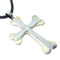 Collar clásico con colgante de doble cruz en plata y oro con cordón negro tejido - Plata Oro Contraste Capas (QNN4011)
