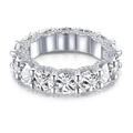 Lussuoso anello eternity in argento sterling S925 con pietre brillanti a taglio tondo - US 7 / Color Platino (MM120012-S-W-WH)