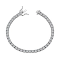 Classico bracciale tennis in argento S925 con zirconi da 4mm e chiusura di sicurezza - Argento 925 / Oro Bianco 17cm / 17cm