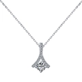 Elegant S925 sterling silver necklace with Y-shaped pendant and round brilliant cut stone - Round Brilliant Cut Main Stone V-shaped Pendant (DY190603-S-W-WH) / 925 Silver