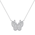 S925 zilveren vlinder ketting met marquise en baguette zirkonia voor vrouwen - Zilveren Stijl (DY190657-S-W-WH)