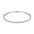 Elegant S925 sterling silver bangle with half-circle pave set cubic zirconia stones - 925 Silver / Platinum Style (#55) (DY170031)