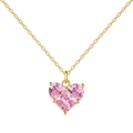 Elegant gold S925 sterling silver necklace featuring triple pink heart zircon pendants - Gold (Pink Zirconia)