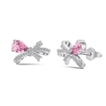 S925 Sterling Silber Schmetterling Ohrstecker mit rosa birnenförmigen Zirkonia Steinen - Ohrstecker / Platin Rosa Zirkonia (DY1D0318-S-W-BF)