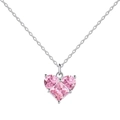 Halskette aus S925 Sterlingsilber mit herzförmigem rosa Zirkonia-Anhänger und Silberkette - Platin (Rosa Zirkonia)