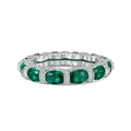 Anillo de plata S925 con circón verde esmeralda y pavé de diamantes brillantes - US 6 / Plateado