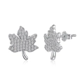 Eleganti orecchini a lobo foglia di acero in argento S925 con zirconi scintillanti - Argento 925 / Argento