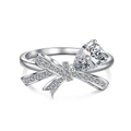 Bowknot S925 silver ring with pear-cut cubic zirconia and micro-pave accents - Size 6 / Ring / Platinum White Zirconia (DY120926-S-W-WH#6)
