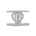 Double-layered S925 sterling silver heart ring with sparkling pave-set cubic zirconia - US 6 / White Gold
