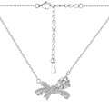 Elegante Halskette aus S925 Sterlingsilber mit Schleife und birnenförmigem Zirkonia - Halskette / Platin Weiß Zirkonia (DY190682-S-W-WH)