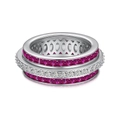 S925 sterling zilveren ring met roze vierkante zirkonia en witte ronde kristallen - US 7 / Witgoud Met Rozerode Zirkoon
