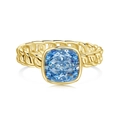 Bague en argent S925 avec zircon bleu et design de chaîne tressée en métal doré - US 6 / Zircon Bleu Doré (DY120928-S-G-BU)