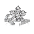 S925 sterling silver floral ring with cubic zirconia stones in a silver finish - US 7 / White