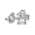S925 Sterling Silber Ring mit Zirkonia-Steinen in Birnen-, Herz- und Smaragdschliff - Einstellbar Offen / Platin