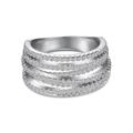 Anillo multicapa de plata esterlina S925 con circonitas cúbicas pavimentadas - US 6 / Oro Blanco