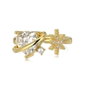 Golden S925 sterling silver open ring with heart zircon, star shape and pearl accent - Gold Style (DY121015-S-G-WH)
