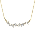 Elegant gold S925 silver necklace with pear and marquise cut zircon pendant on O-chain - Multi-Shape Gemstone Cluster Style (DY190762)