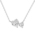 S925 Sterling Silber Halskette mit zwei herzförmigen Zirkonia-Anhängern in Silber - 925er Silber / Silber