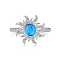 S925 sterling silver ring featuring a sunburst design with blue opal and twisted band - US 6 / Silver Blue